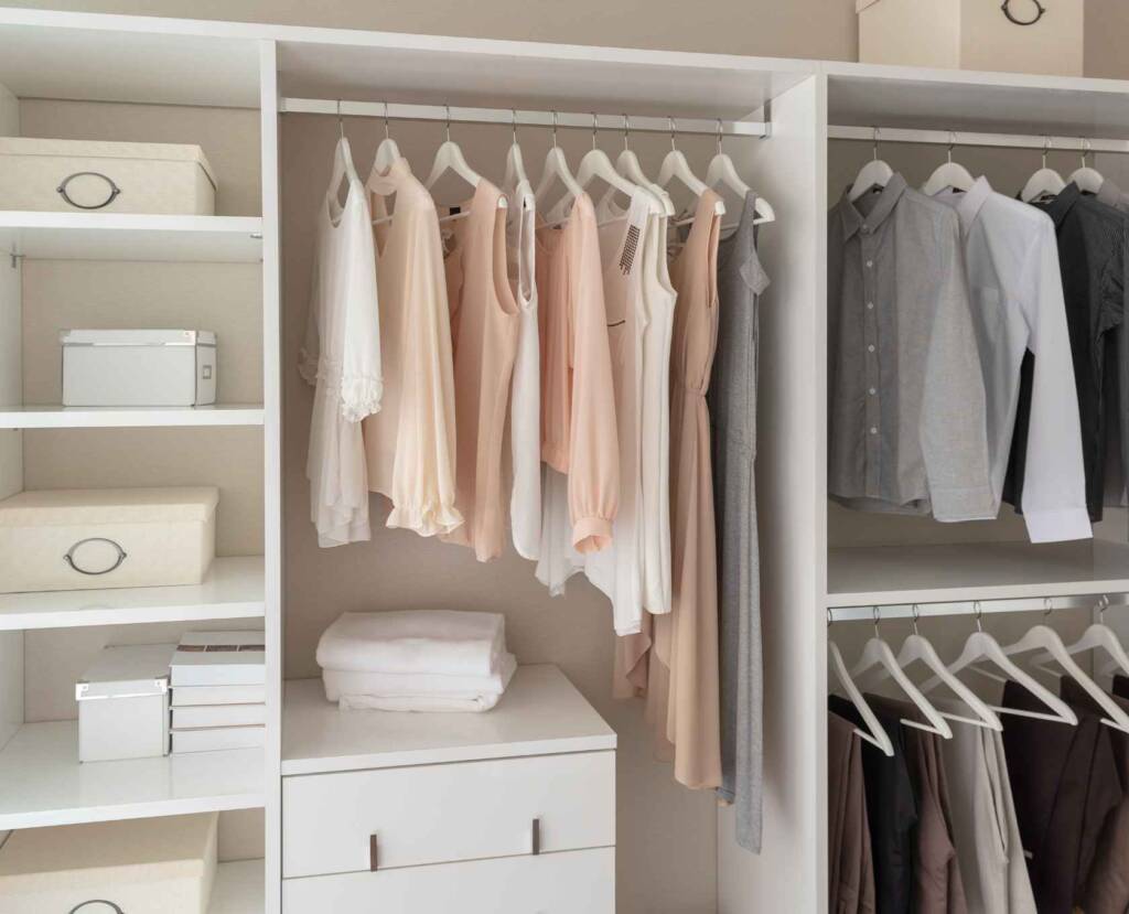 Tidy closet with everythin in its place