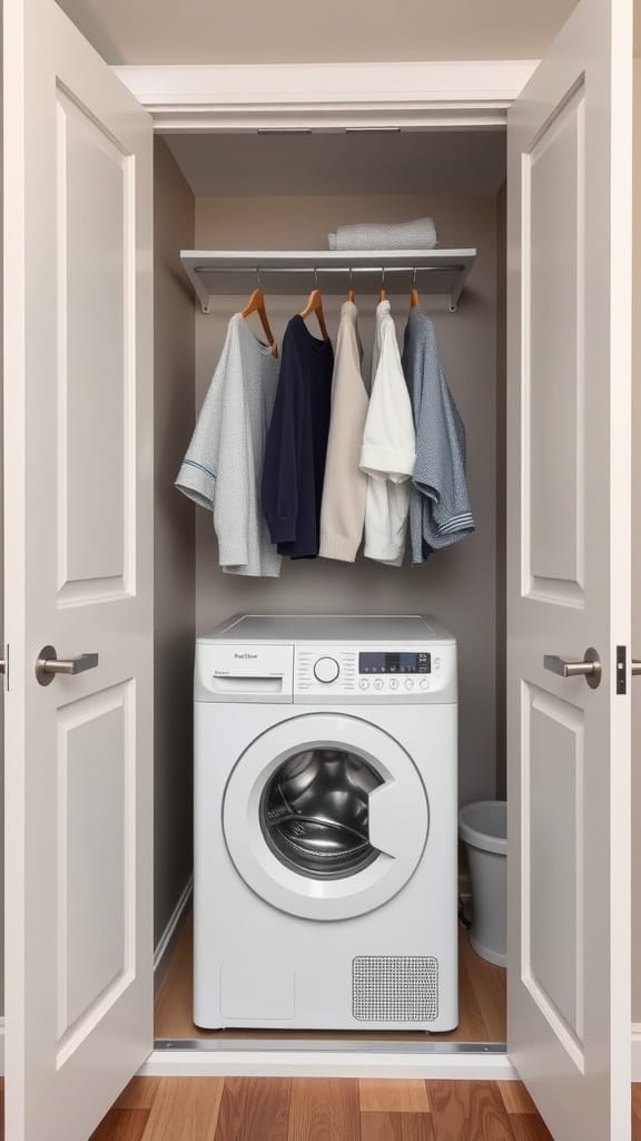 A compact Laundry Closet hidden behind two doors